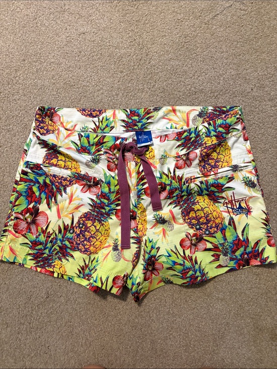 Guy Harvey Pants - Guy Harvey Tropical Pineapple Print Women’s Shorts - Multicolor